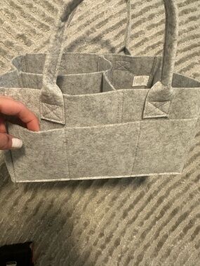Gray Felt Diaper Caddy Tote